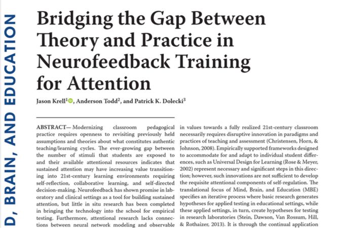 Poster board for " The Efficacy of Neurofeedback Training in Building Learning Skills and Work Habits"