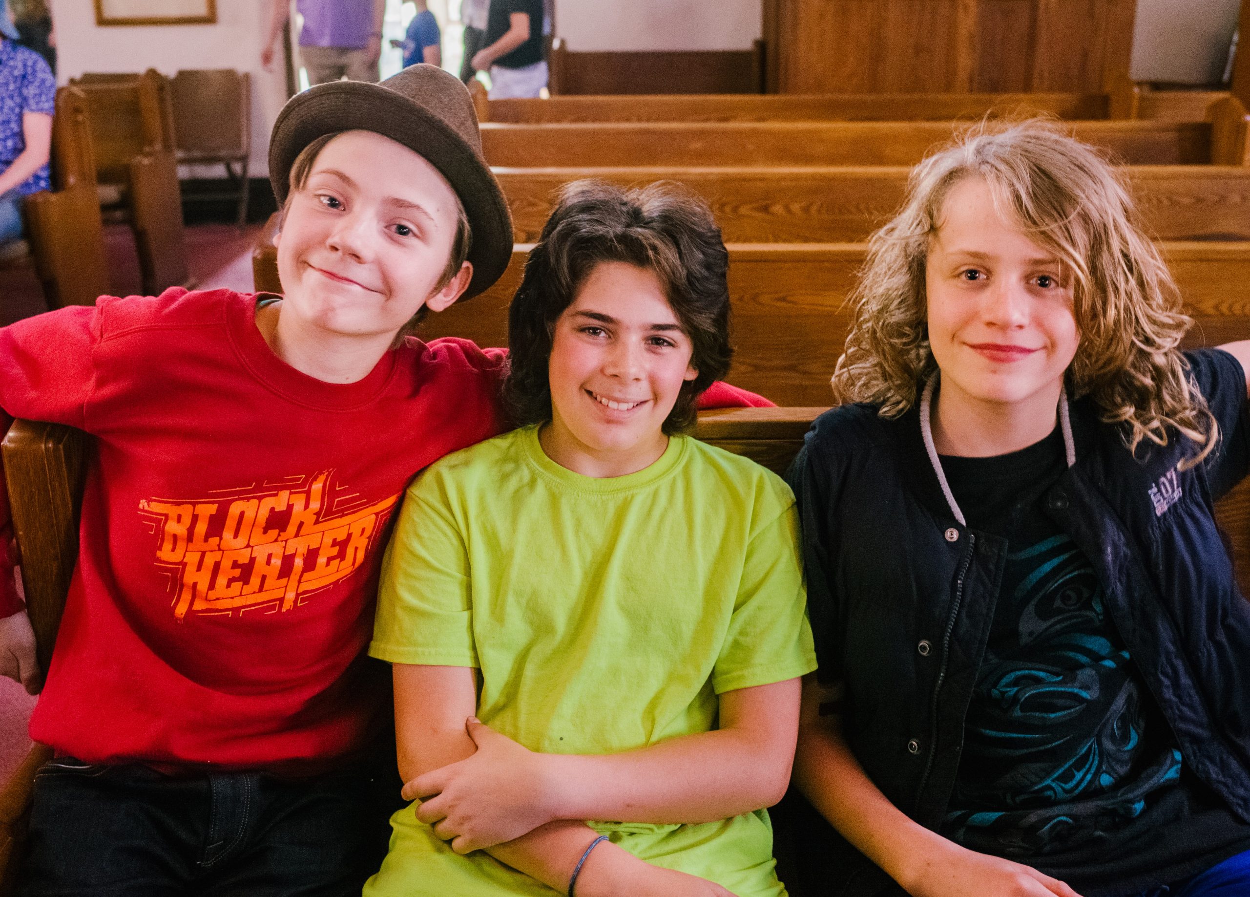 Three students sitting together