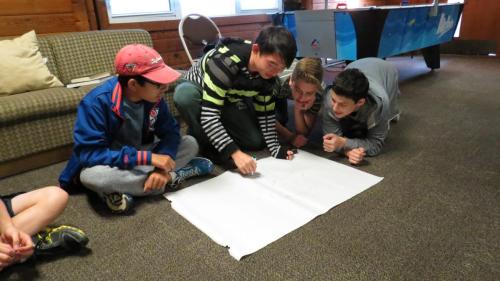 Small group of students participating in planning activity