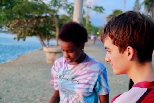 Two students on beach