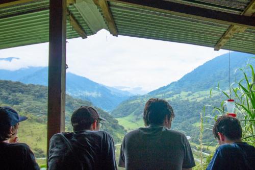 Student group looking down valley in Ecuador