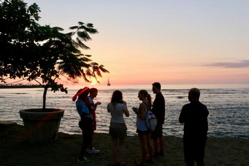 Group of student on beach