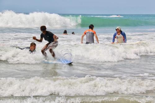 Group of students surfing