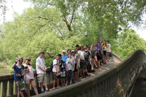 Student group on bridge at Toronto Island