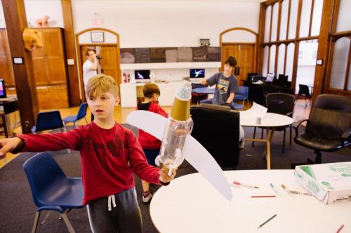 Student with model plane