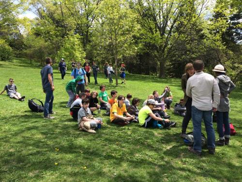 Student group sitting outdoors