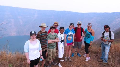 Student group at volcano